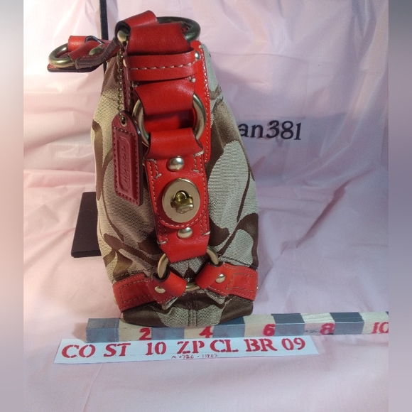 Coach Signature Tote w/Red Strap M0726-11867    Blinged § # - Picture 7 of 13